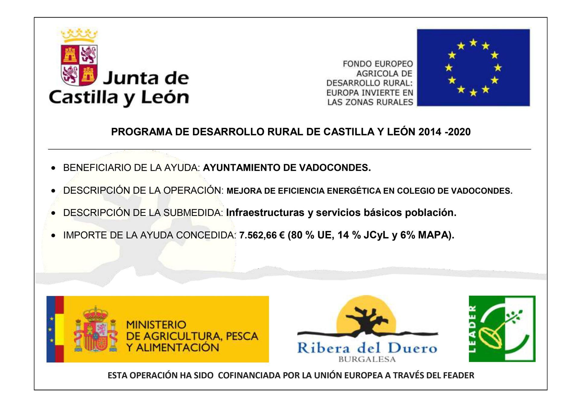 MEJORA EFICIENCIA ENERGÉTICA EN COLEGIO DE VADOCONDES
